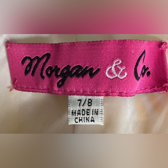 Morgan & Co Marigold Floral Maxi Dress w Shirred Embellished Bodice & Mini Train - Picture 6 of 6